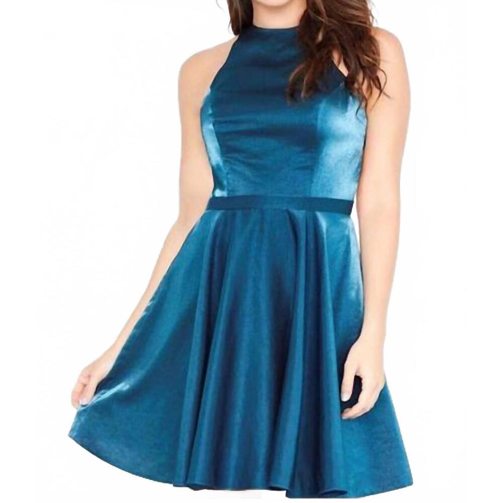 NEW JOLENE halter cocktail dress in teal